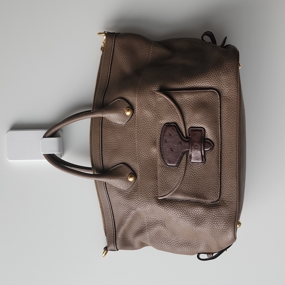 Loewe May 36 Leather Ostrich Large Satchel Handle Bag - Picture 2 of 16